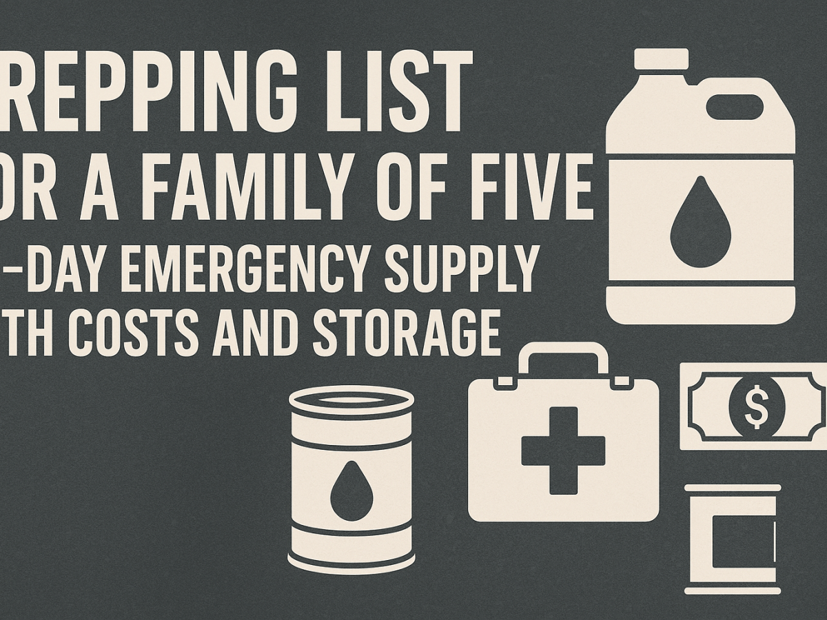 Prepping List for a Family of Five: 30-Day Emergency Supply with Costs and&nbsp;Storage