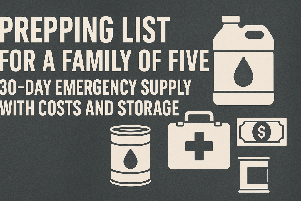 Prepping List for a Family of Five: 30-Day Emergency Supply with Costs and&nbsp;Storage